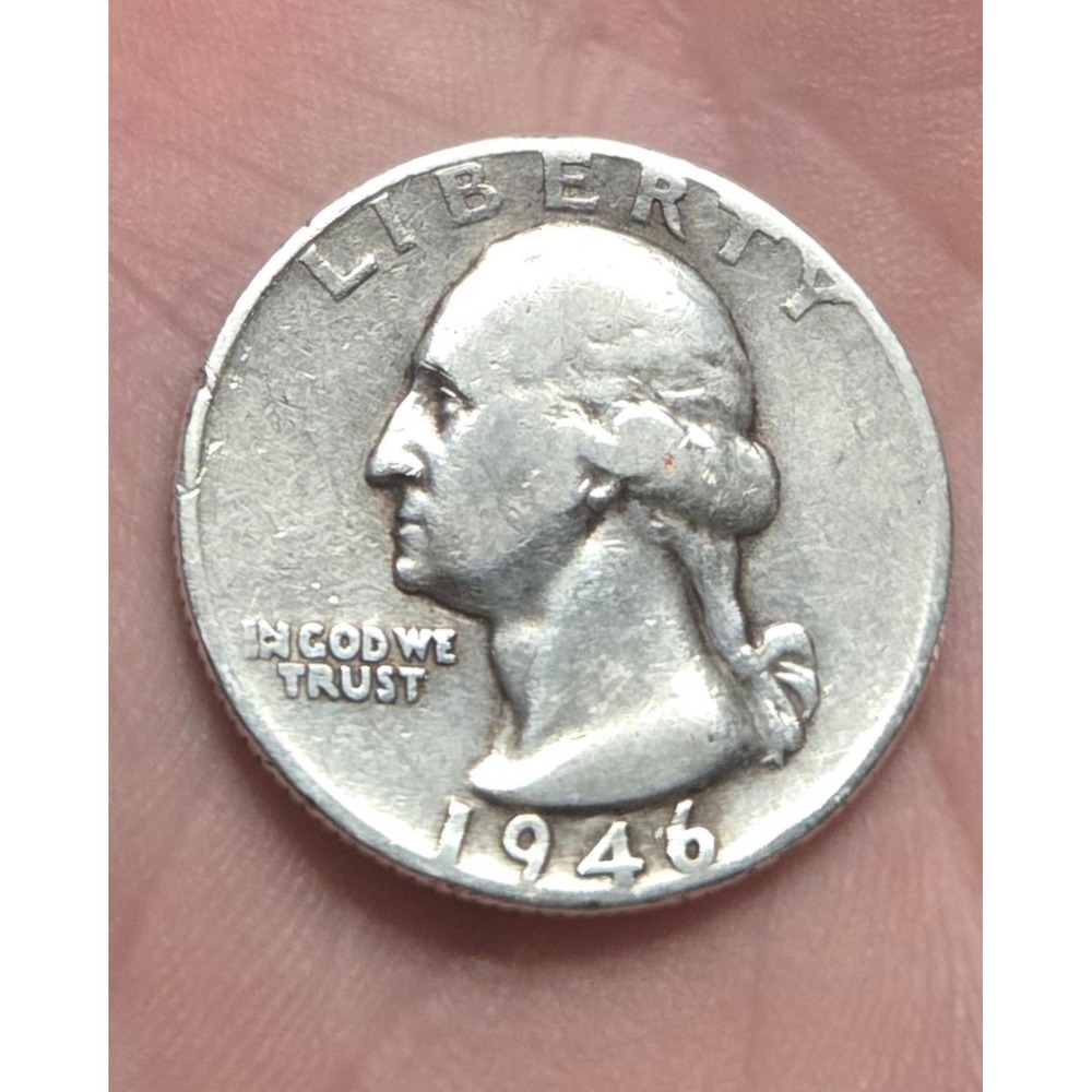 1946 Washington Quarter Dollar 90% Silver US Coin Philadelphia Mint Vintage